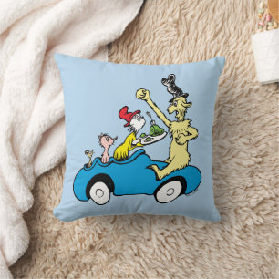 Dr. Seuss Green Eggs and Ham Characters in Car Throw Pillow