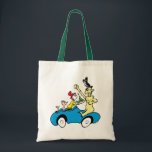 Dr. Seuss Green Eggs and Ham Characters in Car Tote Bag<br><div class="desc">This officially licensed Dr. Seuss merchandise features a classic illustration from the beloved book, Green Eggs and Ham. The design showcases the persistent Sam-I-Am offering his famous green eggs and ham on a platter to the frustrated Guy-Am-I. They are depicted riding together in a whimsical car, accompanied by a small...</div>