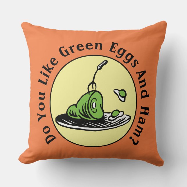 Dr. Seuss | Green Eggs and Ham Icon Throw Pillow (Front)