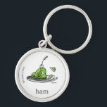 Dr. Seuss | Green Eggs and Ham Keychain<br><div class="desc">This officially licensed Dr. Seuss design features a fun, classic illustration of the iconic green eggs and ham on a platter. The artwork highlights the famous green ham with a fork resting inside, alongside the bouncing green eggs, and is finished with the simple word "ham" and the authentic Dr. Seuss...</div>