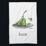 Dr. Seuss | Green Eggs and Ham Kitchen Towel<br><div class="desc">This officially licensed Dr. Seuss design features a fun, classic illustration of the iconic green eggs and ham on a platter. The artwork highlights the famous green ham with a fork resting inside, alongside the bouncing green eggs, and is finished with the simple word "ham" and the authentic Dr. Seuss...</div>
