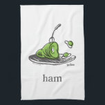 Dr. Seuss | Green Eggs and Ham Kitchen Towel<br><div class="desc">This officially licensed Dr. Seuss design features a fun, classic illustration of the iconic green eggs and ham on a platter. The artwork highlights the famous green ham with a fork resting inside, alongside the bouncing green eggs, and is finished with the simple word "ham" and the authentic Dr. Seuss...</div>