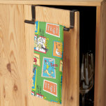 Dr. Seuss Green Eggs and Ham Story Quotes Kitchen Towel<br><div class="desc">This fun Dr. Seuss design features a colourful repeating pattern set against a bright green background. It highlights classic scenes and quotes from the book Green Eggs and Ham in framed, comic-style panels. The artwork includes familiar illustrations of Sam-I-Am, Guy-Am-I, and famous phrases like "I do not like green eggs...</div>