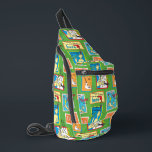 Dr. Seuss Green Eggs and Ham Story Quotes Sling Bag<br><div class="desc">This fun Dr. Seuss design features a colourful repeating pattern set against a bright green background. It highlights classic scenes and quotes from the book Green Eggs and Ham in framed, comic-style panels. The artwork includes familiar illustrations of Sam-I-Am, Guy-Am-I, and famous phrases like "I do not like green eggs...</div>