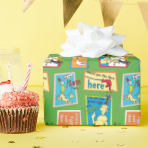 Dr. Seuss Green Eggs and Ham Story Quotes Wrapping Paper