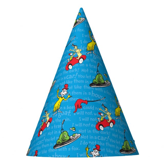 Dr. Seuss | Green Eggs And Ham Storybook Pattern Party Hat (Front)
