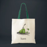Dr. Seuss | Green Eggs and Ham Tote Bag<br><div class="desc">This officially licensed Dr. Seuss design features a fun, classic illustration of the iconic green eggs and ham on a platter. The artwork highlights the famous green ham with a fork resting inside, alongside the bouncing green eggs, and is finished with the simple word "ham" and the authentic Dr. Seuss...</div>