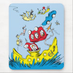 Dr. Seuss | Green Eggs & Ham Scene Mouse Pad<br><div class="desc">This officially licensed product features a vibrant illustration from Dr. Seuss's classic children's book, Green Eggs and Ham. The scene captures the chaotic action of the story over blue water. At the top, the yellow text reads 'Green Eggs and Ham'. Sam-I-Am is shown floating with a serving platter of green...</div>