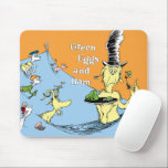 Dr. Seuss Green Eggs & Ham Water Scene Mouse Pad<br><div class="desc">This officially licensed product features a memorable illustration from the beloved Dr. Seuss book, Green Eggs and Ham. The scene shows Guy-Am-I holding a plate of the famous dish while submerged in the waves, surrounded by Sam-I-Am, a goat, a fox, a mouse, and other classic characters from the story. It...</div>