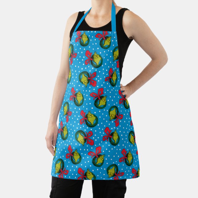 Dr. Seuss | Grinch | Christmas Wreath Pattern Apron (Insitu)