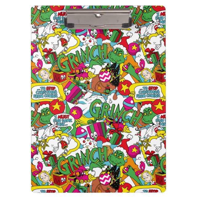 Dr. Seuss | Grinch Colourful Pattern Clipboard (Front)