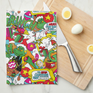 Dr. Seuss   Grinch Colourful Pattern Kitchen Towel