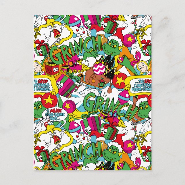 Dr. Seuss | Grinch Colourful Pattern Postcard (Front)