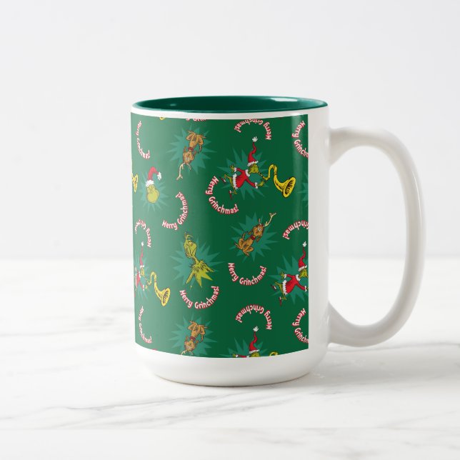 Dr. Seuss | Grinch | Merry Grinchmas Pattern Two-Tone Coffee Mug (Right)