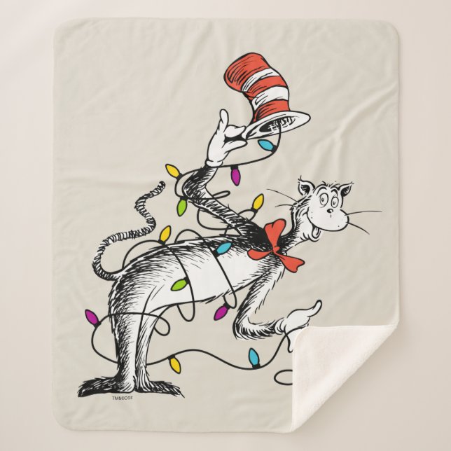 Dr. Seuss | Grinch | Mischievous Cat in the Ha Sherpa Blanket (Front)