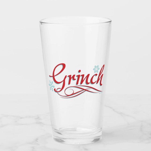 Dr. Seuss | Grinch - Red and Blue Script Glass (Front)