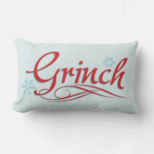 Dr. Seuss   Grinch - Red and Blue Script Lumbar Pillow