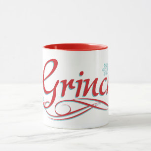 Dr. Seuss   Grinch - Red and Blue Script Mug