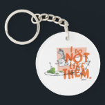 Dr. Seuss Guy-Am-I "I Do Not Like Them" Keychain<br><div class="desc">This design features Guy-Am-I from the classic Dr. Seuss story, Green Eggs and Ham. The character is shown looking stubbornly at a plate holding the famous meal while a large, bold text overlay reads "I DO NOT LIKE THEM." It is a fun, straightforward nod to one of the most recognizable...</div>