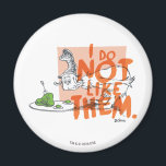 Dr. Seuss Guy-Am-I "I Do Not Like Them" Magnet<br><div class="desc">This design features Guy-Am-I from the classic Dr. Seuss story, Green Eggs and Ham. The character is shown looking stubbornly at a plate holding the famous meal while a large, bold text overlay reads "I DO NOT LIKE THEM." It is a fun, straightforward nod to one of the most recognizable...</div>