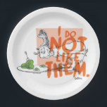 Dr. Seuss Guy-Am-I "I Do Not Like Them" Paper Plate<br><div class="desc">This design features Guy-Am-I from the classic Dr. Seuss story, Green Eggs and Ham. The character is shown looking stubbornly at a plate holding the famous meal while a large, bold text overlay reads "I DO NOT LIKE THEM." It is a fun, straightforward nod to one of the most recognizable...</div>