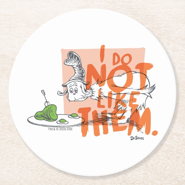 Dr. Seuss Guy-Am-I "I Do Not Like Them" Round Paper Coaster (Front)