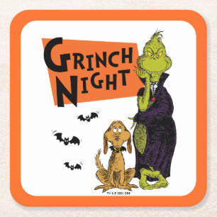 Dr. Seuss   Hallowen Grinch Night Graphic Square Paper Coaster