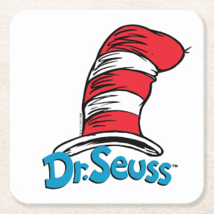Dr. Seuss Hat Logo Square Paper Coaster