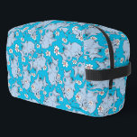 Dr. Seuss Horton Hears a Who Dopp Kit<br><div class="desc">This pattern design features characters from the classic Dr. Seuss story, Horton Hears a Who!. Multiple illustrations of Horton the elephant are scattered across a solid cyan blue background. He is depicted alongside numerous white and pink daisies. The style utilizes the signature sketchy, hand-drawn lines associated with Dr. Seuss illustrations....</div>