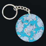 Dr. Seuss Horton Hears a Who Keychain<br><div class="desc">This pattern design features characters from the classic Dr. Seuss story, Horton Hears a Who!. Multiple illustrations of Horton the elephant are scattered across a solid cyan blue background. He is depicted alongside numerous white and pink daisies. The style utilizes the signature sketchy, hand-drawn lines associated with Dr. Seuss illustrations....</div>