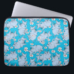 Dr. Seuss Horton Hears a Who Laptop Sleeve<br><div class="desc">This pattern design features characters from the classic Dr. Seuss story, Horton Hears a Who!. Multiple illustrations of Horton the elephant are scattered across a solid cyan blue background. He is depicted alongside numerous white and pink daisies. The style utilizes the signature sketchy, hand-drawn lines associated with Dr. Seuss illustrations....</div>