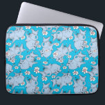 Dr. Seuss Horton Hears a Who Laptop Sleeve<br><div class="desc">This pattern design features characters from the classic Dr. Seuss story, Horton Hears a Who!. Multiple illustrations of Horton the elephant are scattered across a solid cyan blue background. He is depicted alongside numerous white and pink daisies. The style utilizes the signature sketchy, hand-drawn lines associated with Dr. Seuss illustrations....</div>