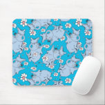 Dr. Seuss Horton Hears a Who Mouse Pad<br><div class="desc">This pattern design features characters from the classic Dr. Seuss story, Horton Hears a Who!. Multiple illustrations of Horton the elephant are scattered across a solid cyan blue background. He is depicted alongside numerous white and pink daisies. The style utilizes the signature sketchy, hand-drawn lines associated with Dr. Seuss illustrations....</div>