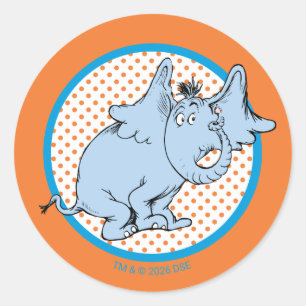 Dr. Seuss Horton Hears A Who Orange Polka Dots Classic Round Sticker