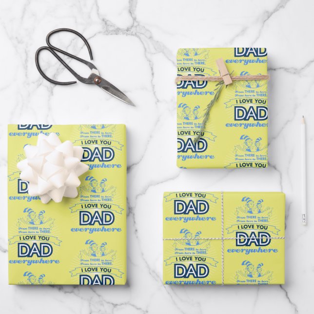 Dr. Seuss | I Love You Dad Everywhere Wrapping Paper Sheet (Front)