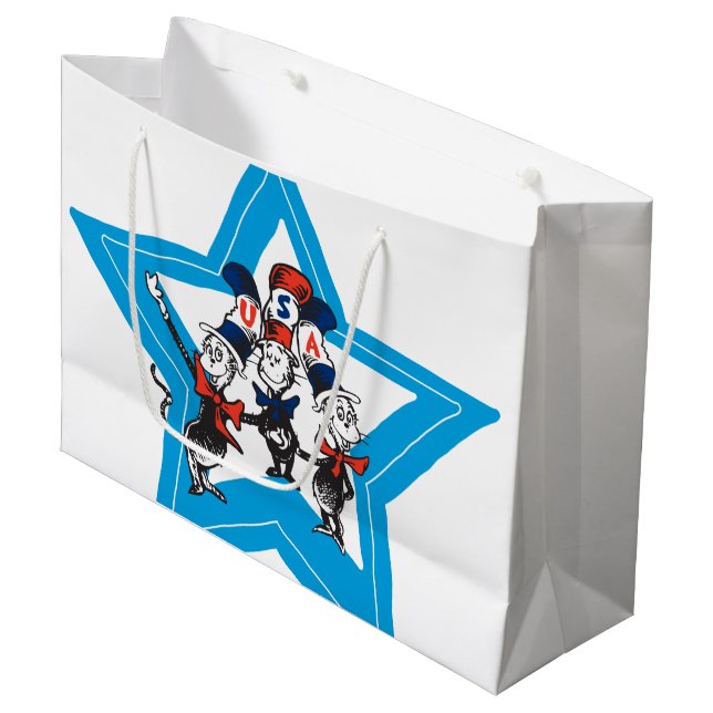 Dr. Seuss | Little Cats USA Hats Graphic Large Gift Bag (Front Angled)