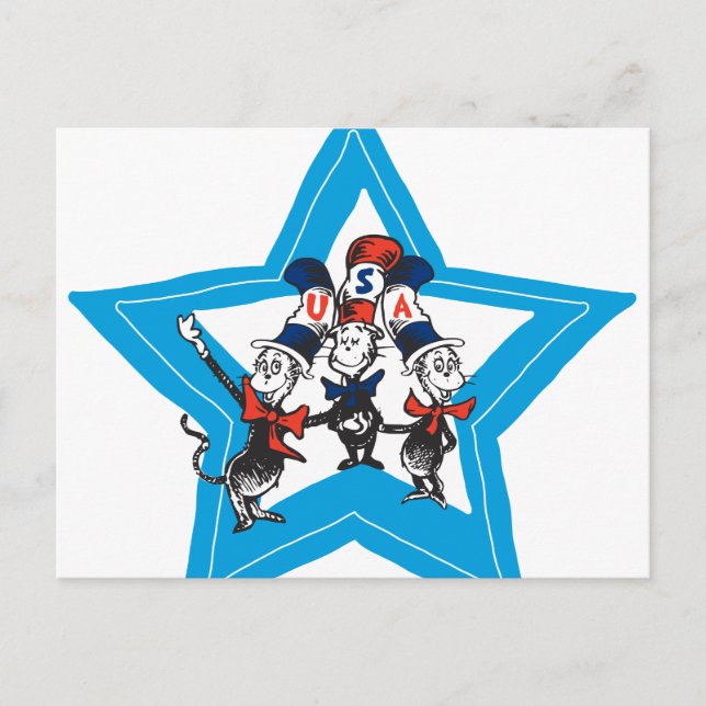 Dr. Seuss | Little Cats USA Hats Graphic Postcard (Front)