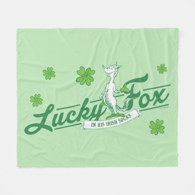 Dr. Seuss | Lucky Fox In His Irish Socks Fleece Blanket (Front (Horizontal))
