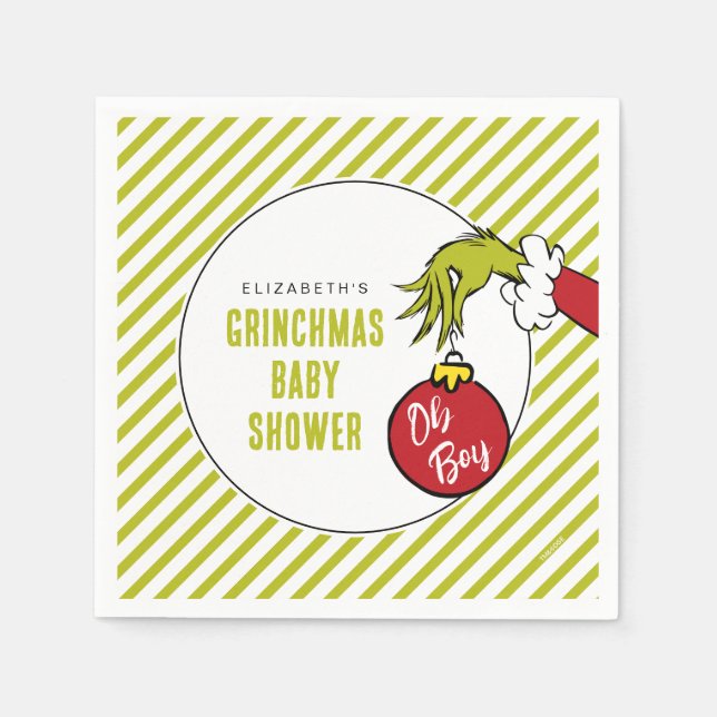 Dr. Seuss | Oh Boy Grinch Baby Shower Napkin (Front)