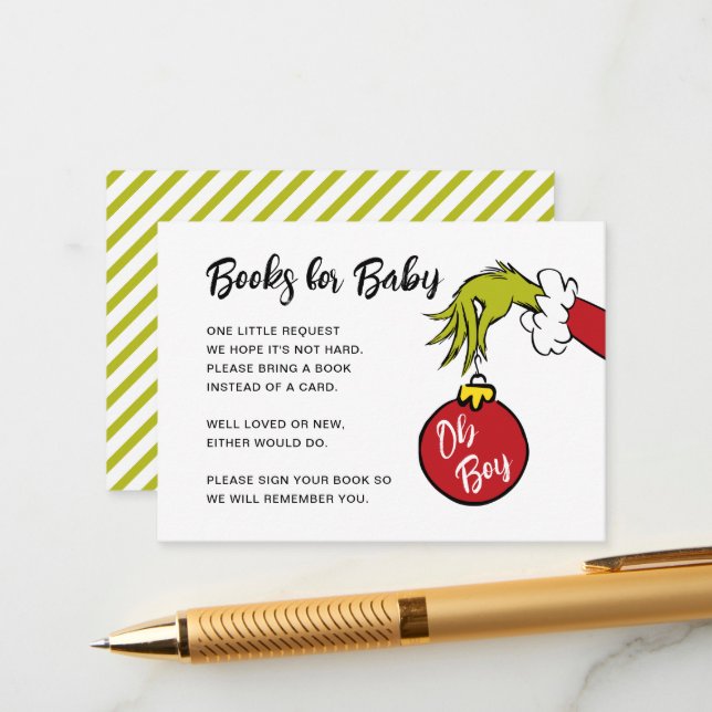 Dr. Seuss | Oh Boy Grinch Books for Baby Enclosure Card (Front/Back In Situ)