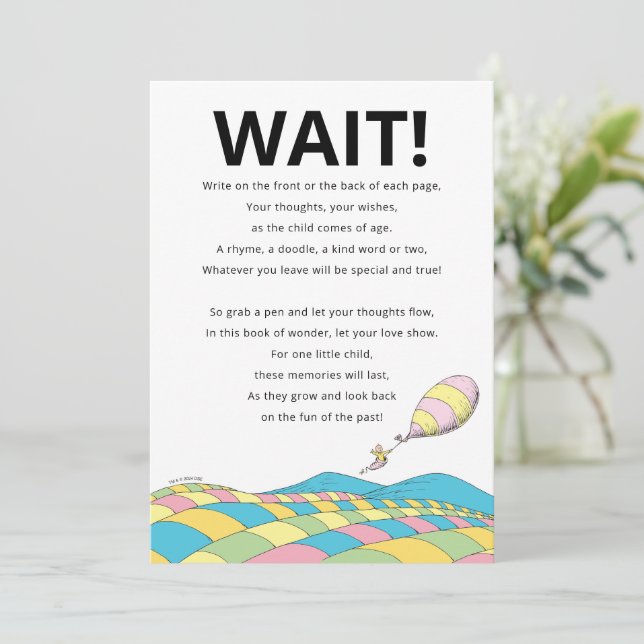 Dr. Seuss | Oh, The Places Guest Book Party Sign Invitation (Standing Front)