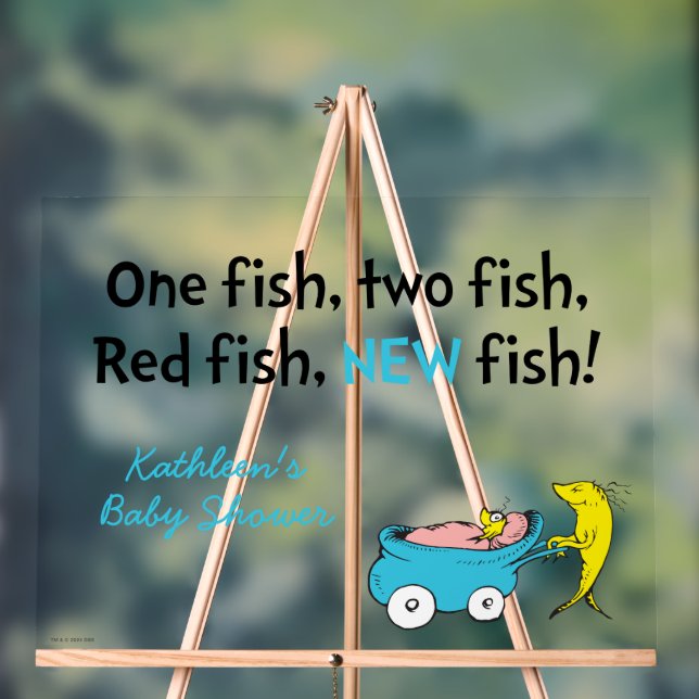 Dr. Seuss | One Fish - Boy Baby Shower Acrylic Sign (Neutral)