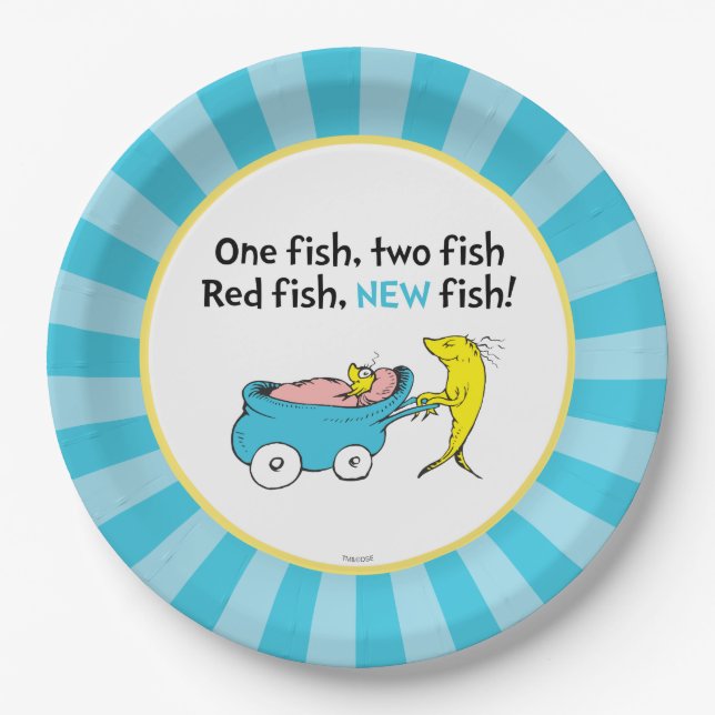 Dr. Seuss | One Fish - Boy Baby Shower Paper Plate (Front)