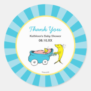 Dr. Seuss   One Fish - Boy Baby Shower Thank You Classic Round Sticker