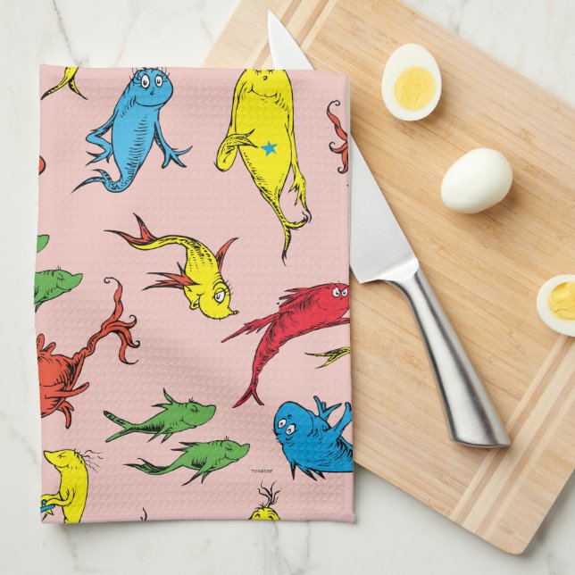 Dr. Seuss | One Fish Two Fish Pattern Kitchen Towel (Quarter Fold)