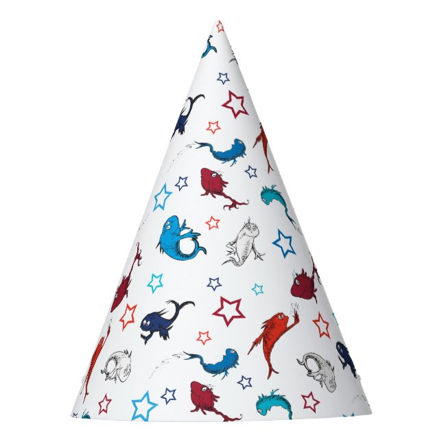 Dr. Seuss | One Fish Two Fish Star Pattern Party Hat (Front)