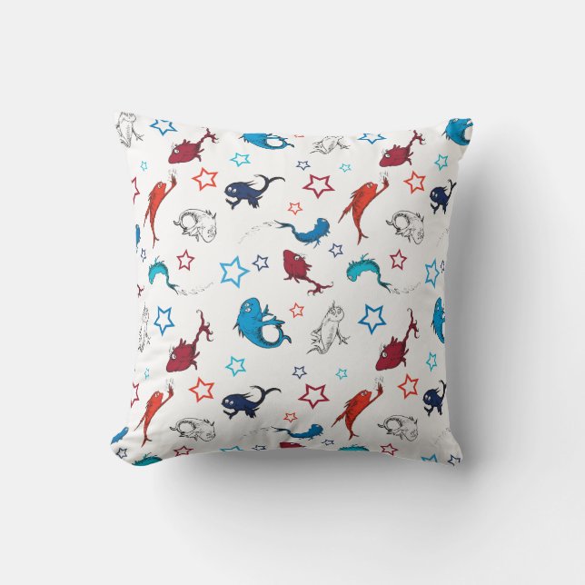 Dr. Seuss | One Fish Two Fish Star Pattern Throw Pillow (Front)