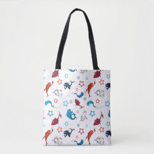 Dr. Seuss   One Fish Two Fish Star Pattern Tote Bag