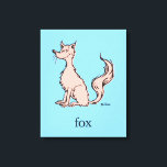 Dr. Seuss | Pink Fox Canvas Print<br><div class="desc">This officially licensed Dr. Seuss design features a classic, minimalist illustration of the whimsical pink fox character. The character is depicted sitting with its eyes closed and a bushy tail, accompanied by the word "fox" and the authentic Dr. Seuss signature. This simple yet recognizable artwork captures the charming, hand-drawn style...</div>