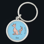 Dr. Seuss | Pink Fox Keychain<br><div class="desc">This officially licensed Dr. Seuss design features a classic, minimalist illustration of the whimsical pink fox character. The character is depicted sitting with its eyes closed and a bushy tail, accompanied by the word "fox" and the authentic Dr. Seuss signature. This simple yet recognizable artwork captures the charming, hand-drawn style...</div>